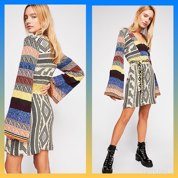 Free People Dresses & Skirts - Free people patchwork sweater dress